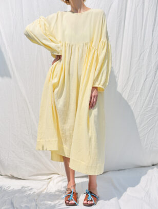 Oversized double gauze dress GRETA in vanilla color | Dress | Sustainable clothing | OffOn clothing