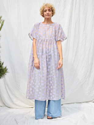 Lavender floral oversized viscose organza dress SILVINA | Dress | Sustainable clothing | OffOn clothing