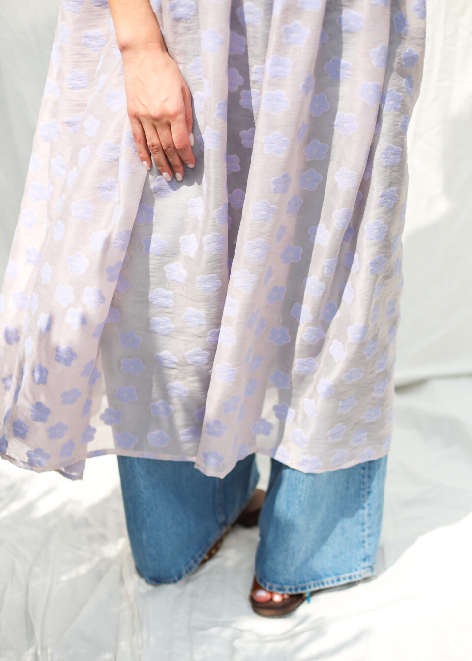 Lavender floral oversized viscose organza dress SILVINA - Image 6