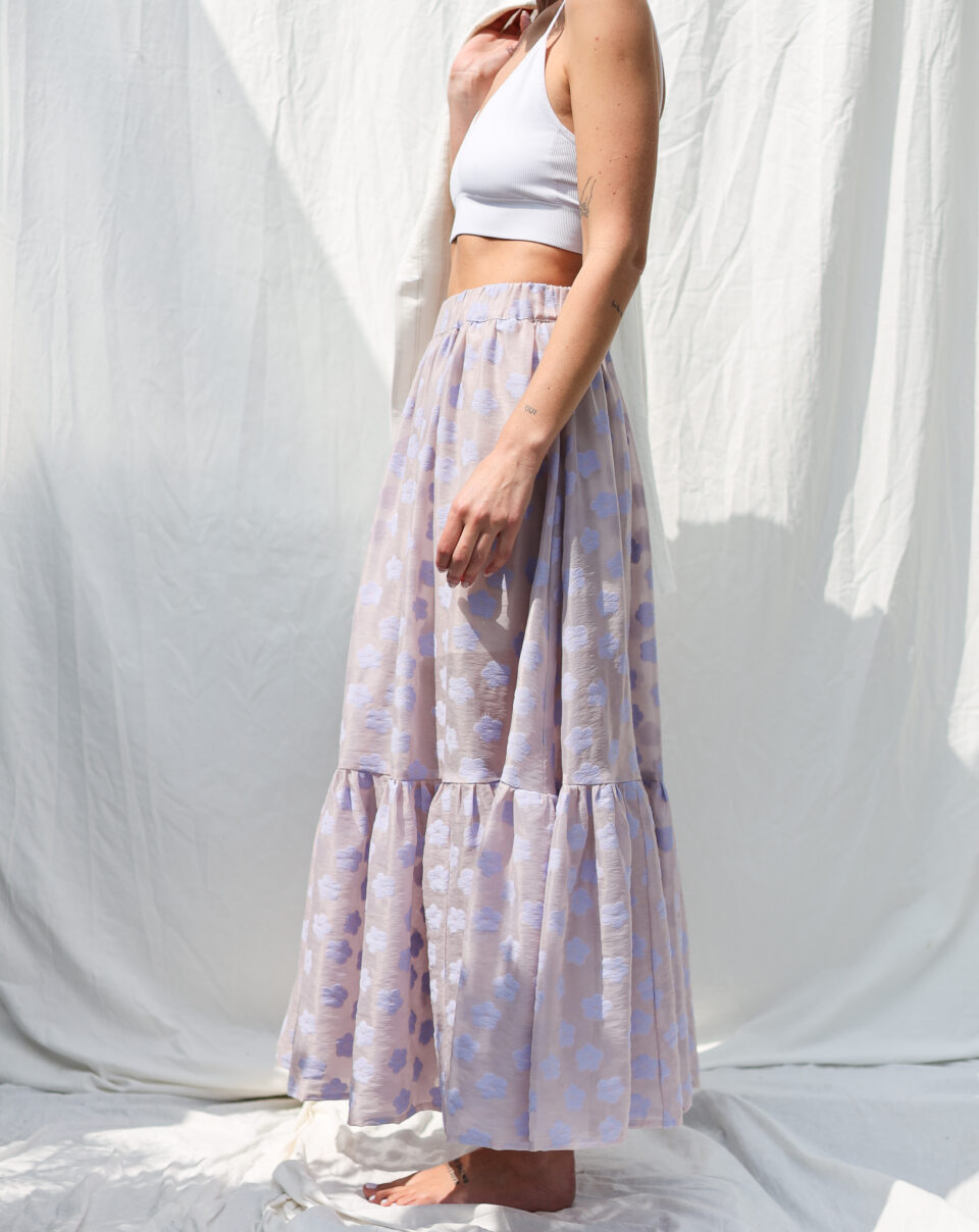 Lavender Floral Organza Skirt | Skirt | Sustainable clothing | OffOn clothing