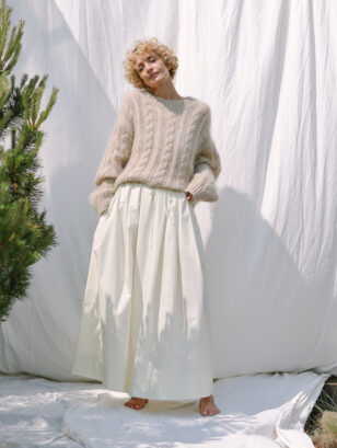 Organic cotton elasticated waist Maxi skirt with pleats | Skirts | Sustainable clothing | OffOn clothing