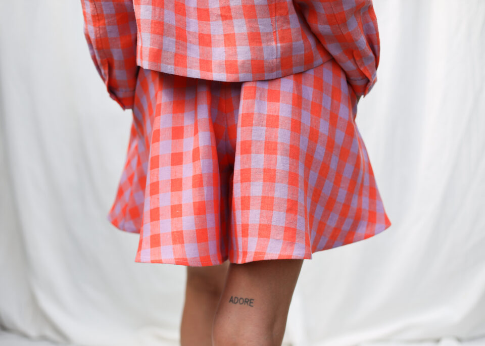 Exclusive linen checks elasticated waist skort - Image 3