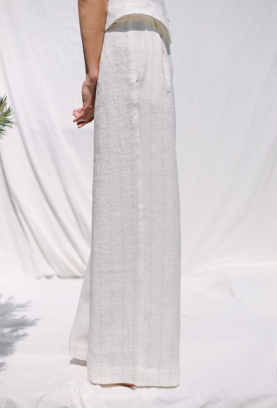 White striped linen Palazzo trousers - Image 4