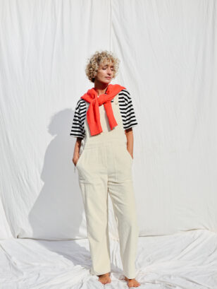 Casual ivory corduroy dungaree DOROTHY | Jumpsuit | Sustainable clothing | OffOn clothing