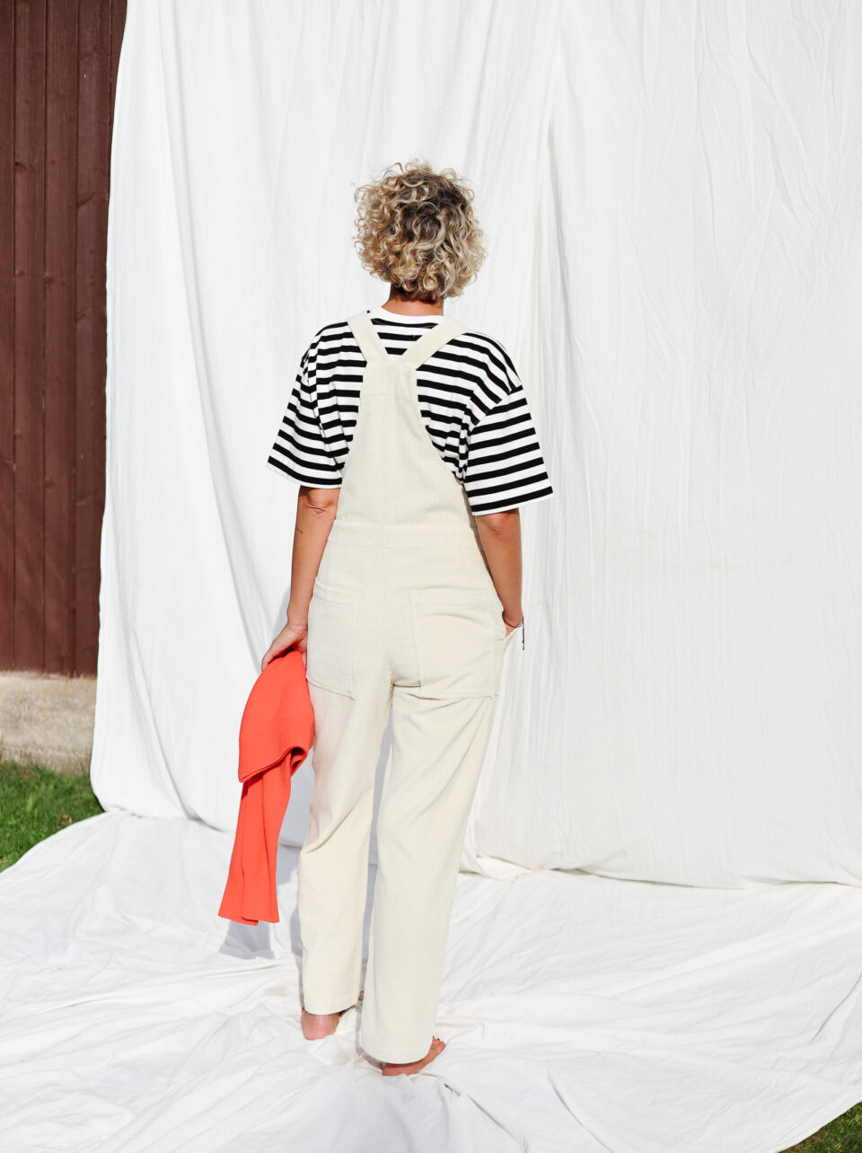 Casual ivory corduroy dungaree DOROTHY - Image 2
