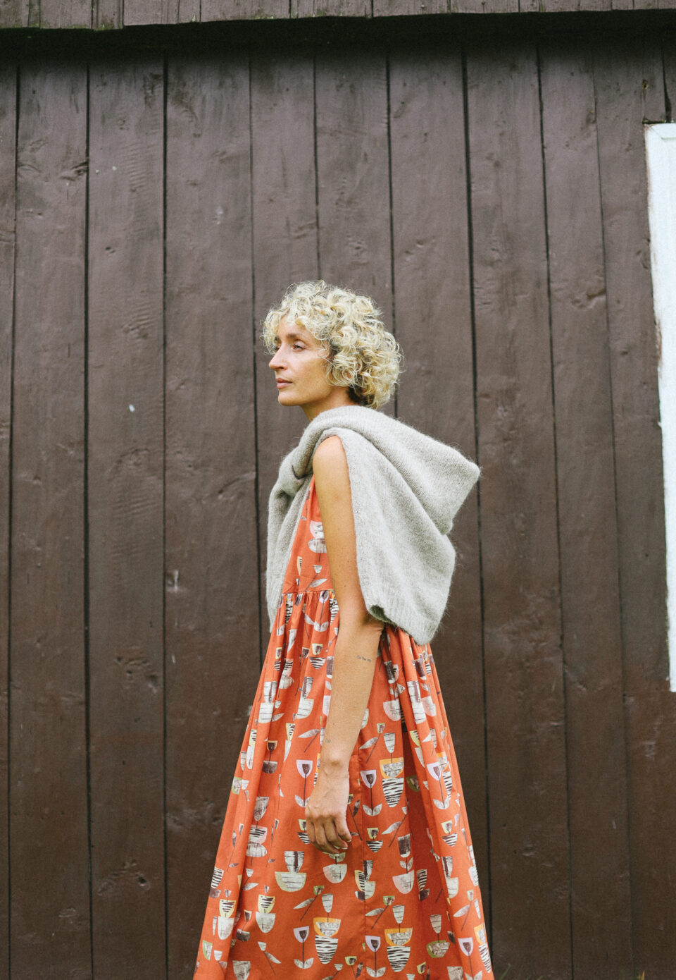 Sleeveless Loose Smock Dress in ORANGE JOSIE abstract print - Image 1