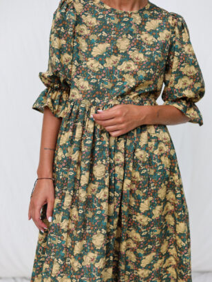Handmade Puffy Sleeves Oversized Dress NINA in CLEMENTINA DAISY floral print | Dress | Sustainable clothing | OffOn clothing