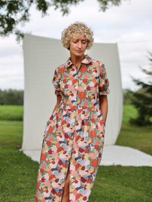 Floral Button-Through Dress in Piccadilly Poplin In LITTLE MERTON PRINT | Dress | Sustainable clothing | OffOn clothing