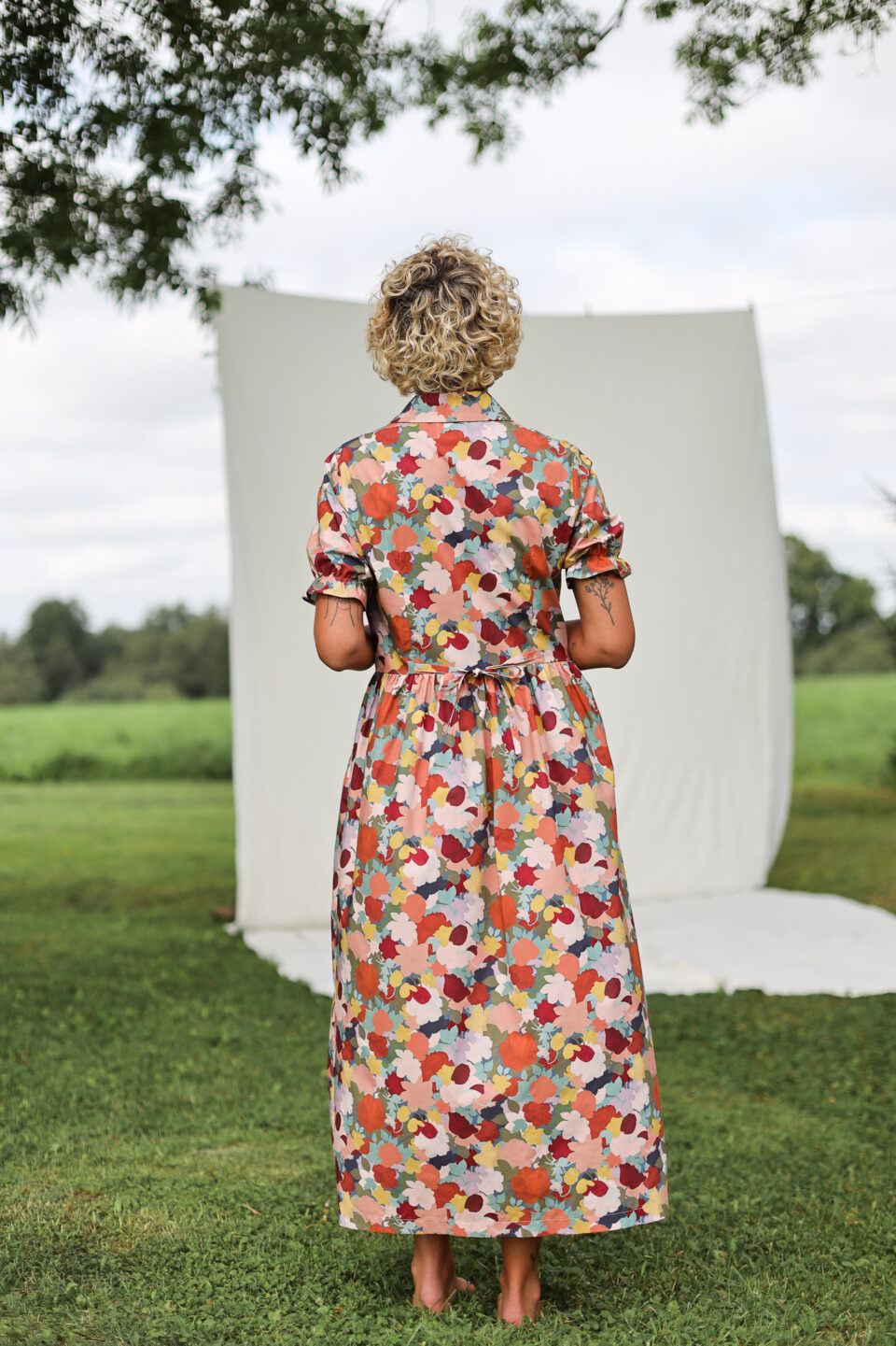 Floral Button-Through Dress in Piccadilly Poplin LITTLE MERTON PRINT - Image 5