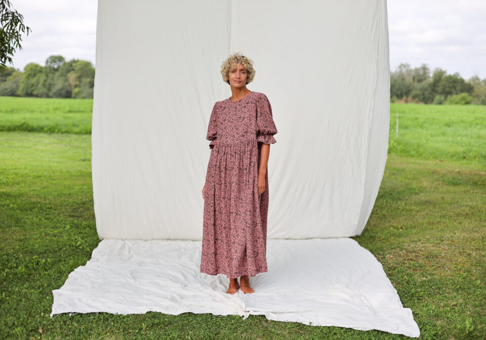 Oversized Floral Dress in Double Gauze Cotton - Image 1