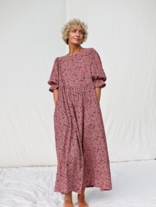 Oversized Floral Dress in Double Gauze Cotton | Dress | Sustainable clothing | OffOn clothing