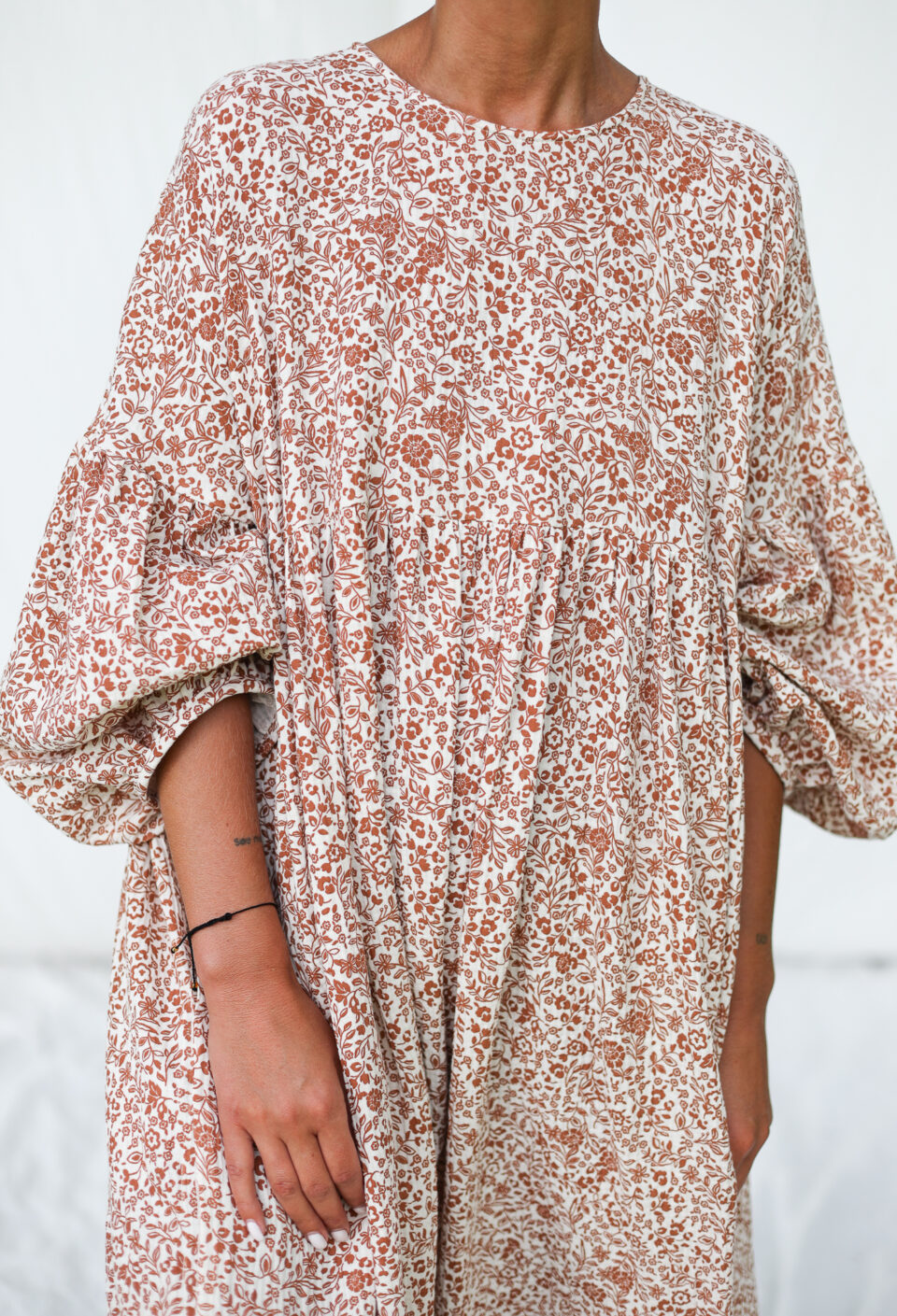 Oversized floral double gauze dress GRETA | Dress | Sustainable clothing | OffOn clothing