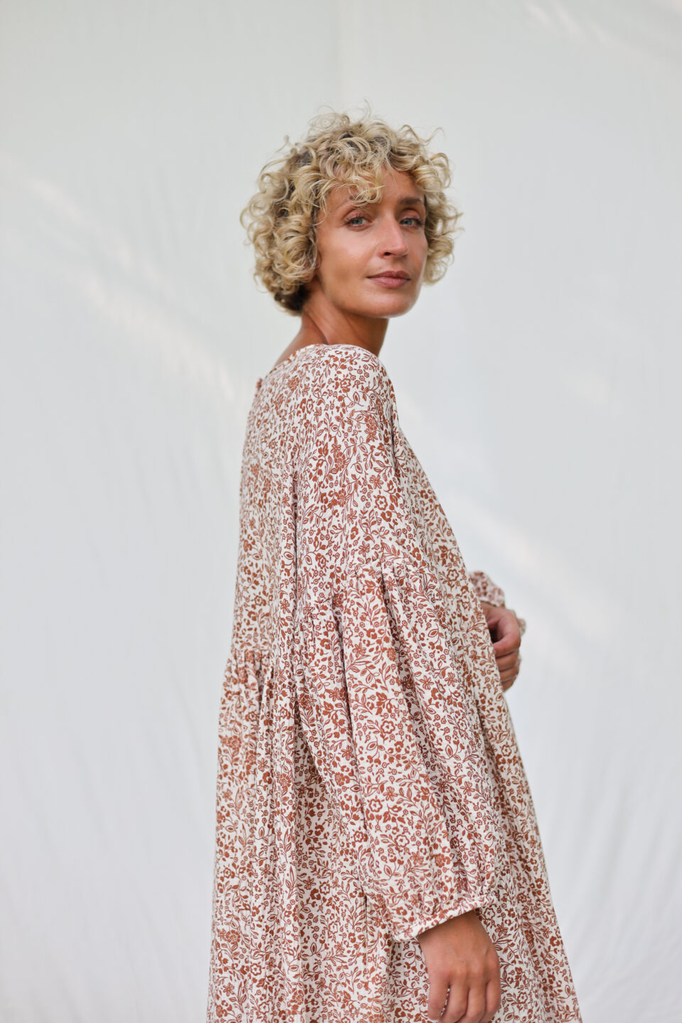 Oversized floral double gauze dress GRETA | Dress | Sustainable clothing | OffOn clothing