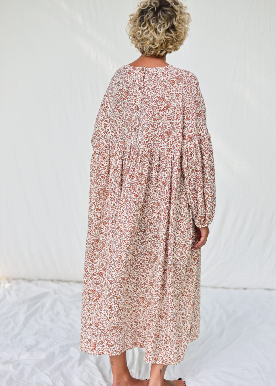 Oversized floral double gauze dress GRETA - Image 4