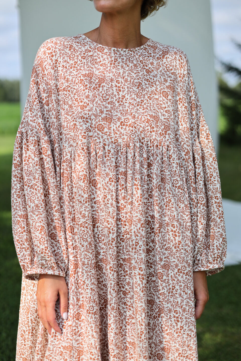 Oversized floral double gauze dress GRETA - Image 5