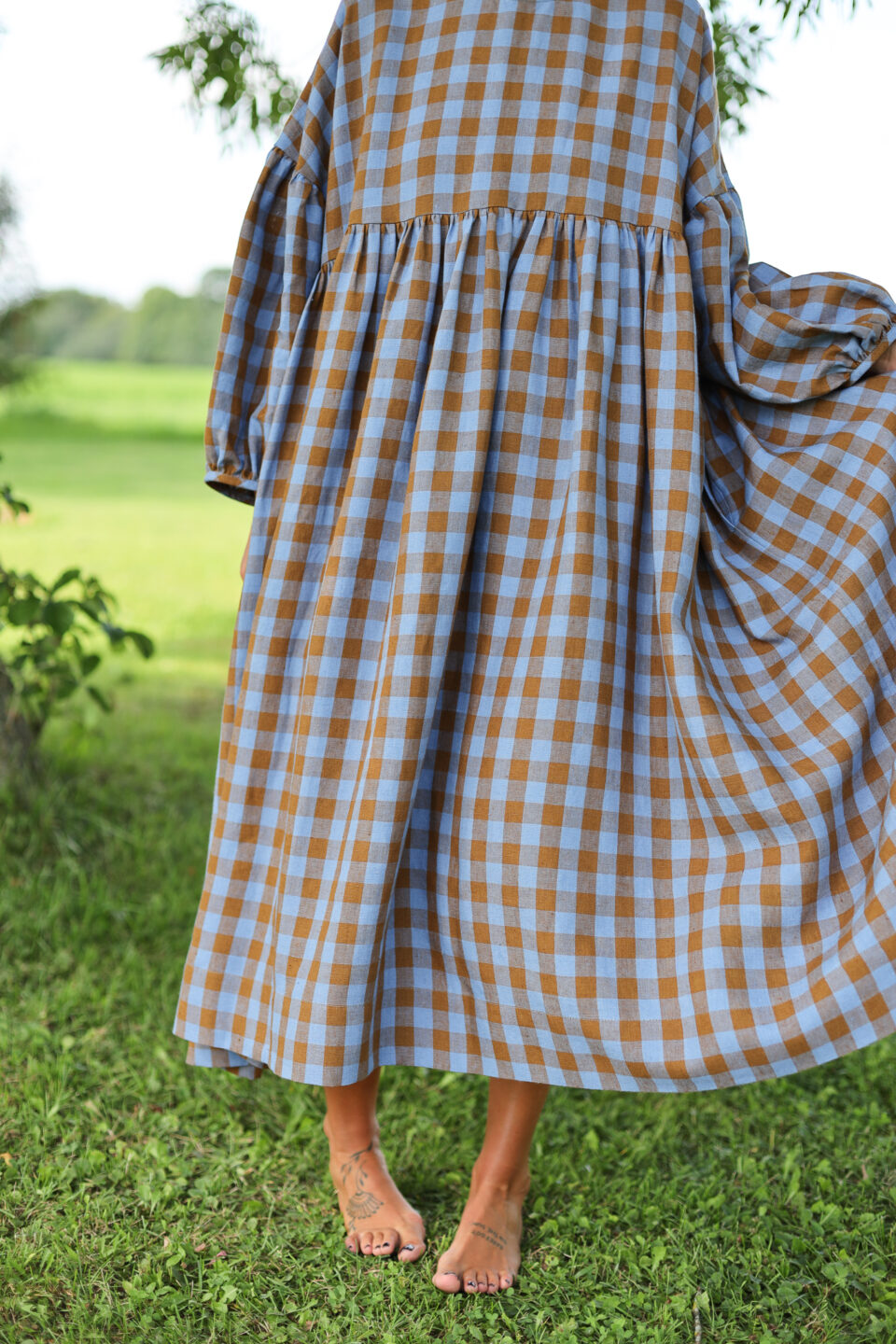 Oversized Linen Dress GRETA in Bluebonnet Checks - Image 5