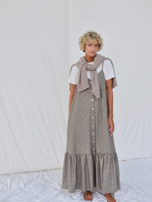 Plaid Cotton Dress with Adjustable Straps & Ruffled Hem | Dress | Sustainable clothing | OffOn clothing