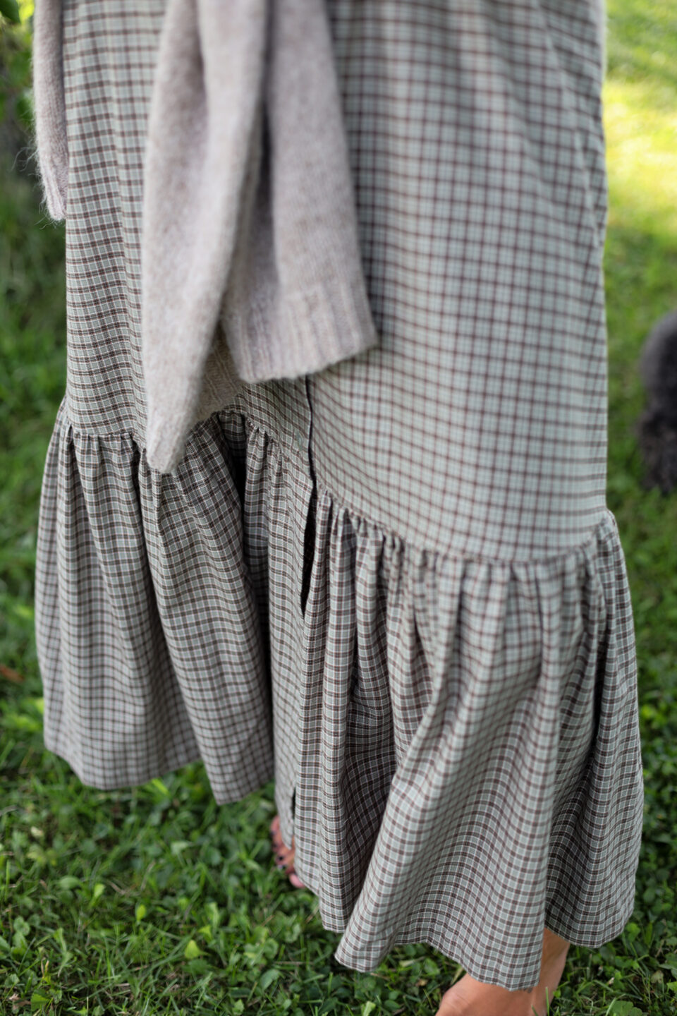Plaid Cotton Dress with Adjustable Straps And Ruffled Hem - Image 5