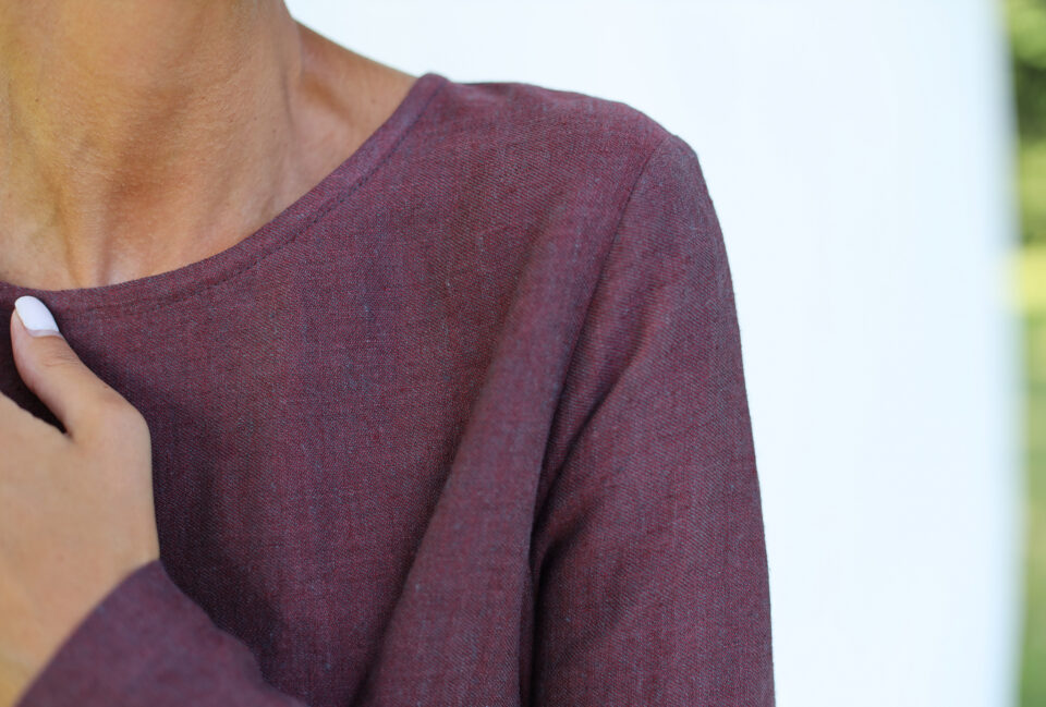 Heavy Burgundy Linen Smock Dress MILANA - Image 5
