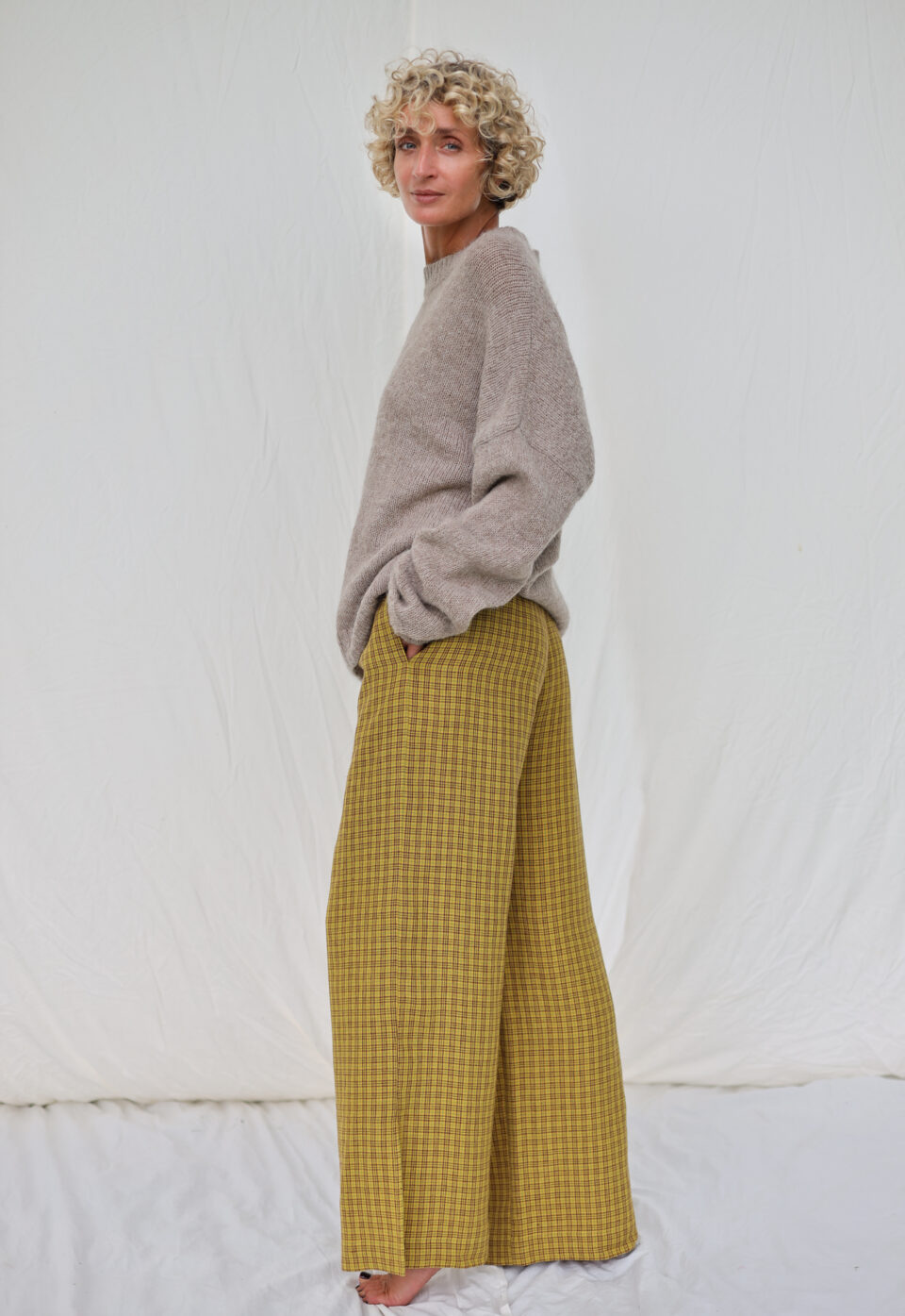 Linen palazzo elasticated waist pants - Image 1