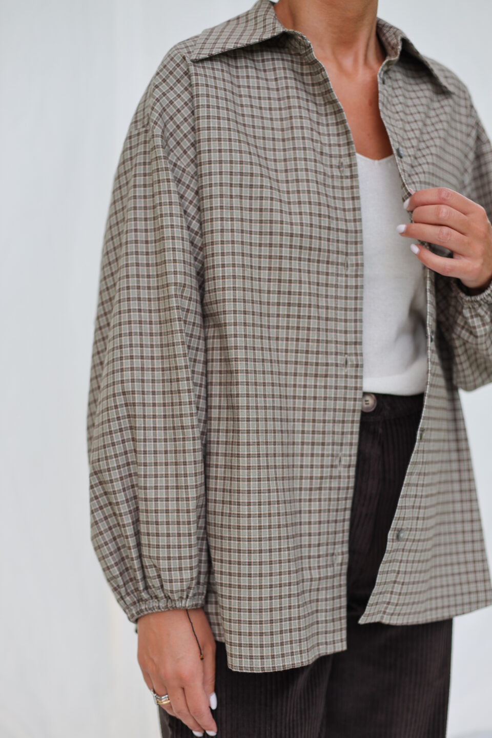 Oversized Long Sleeve Shirt in Brushed Plaid Cotton ELIAN - Image 2