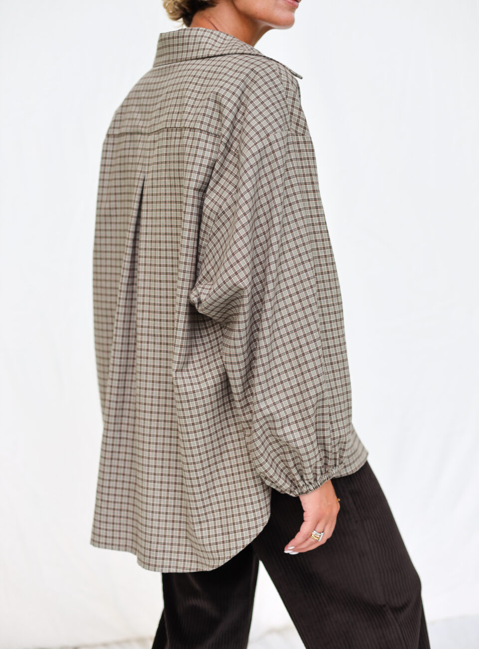 Oversized Long Sleeve Shirt in Brushed Plaid Cotton ELIAN - Image 4