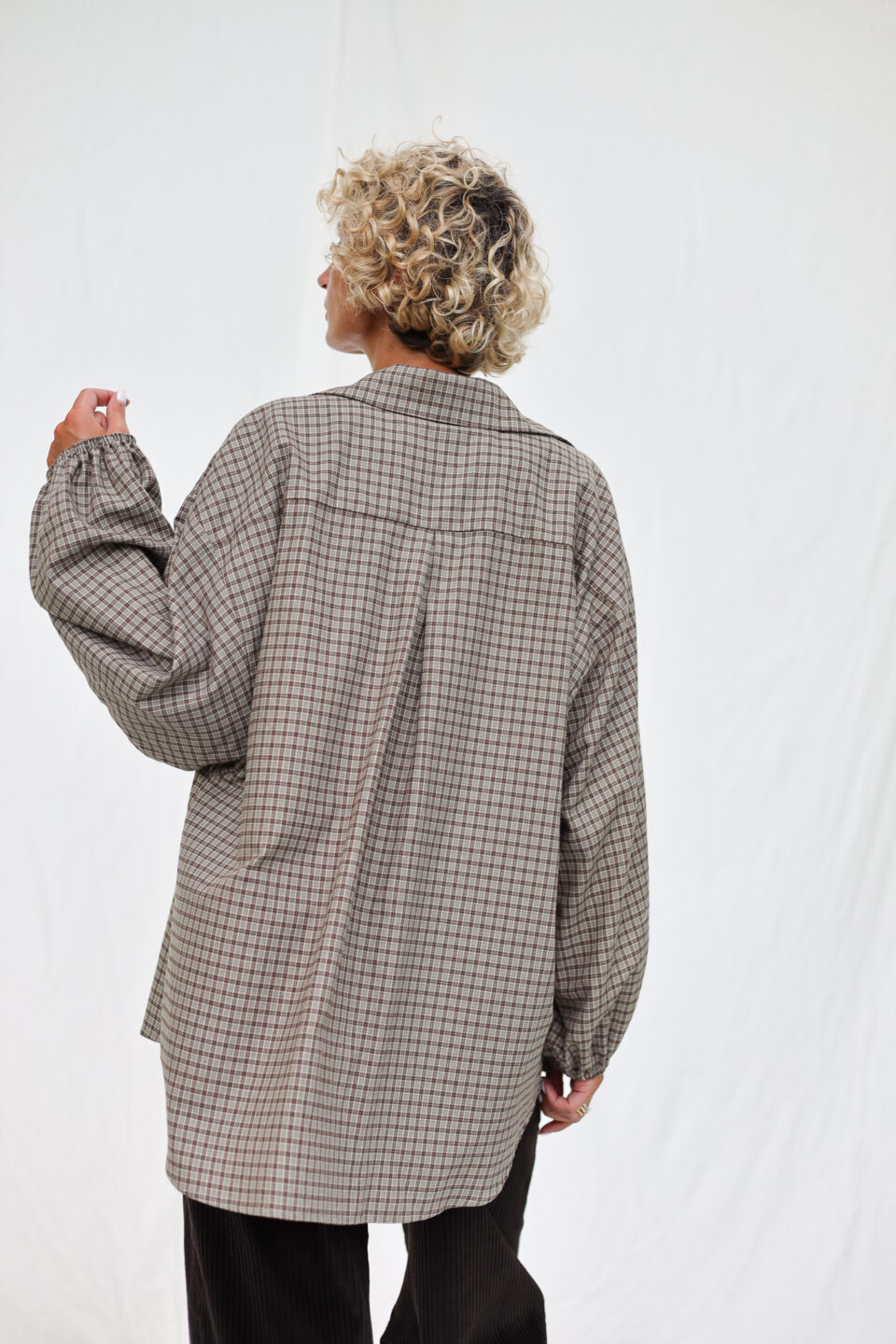Oversized Long Sleeve Shirt in Brushed Plaid Cotton ELIAN - Image 6