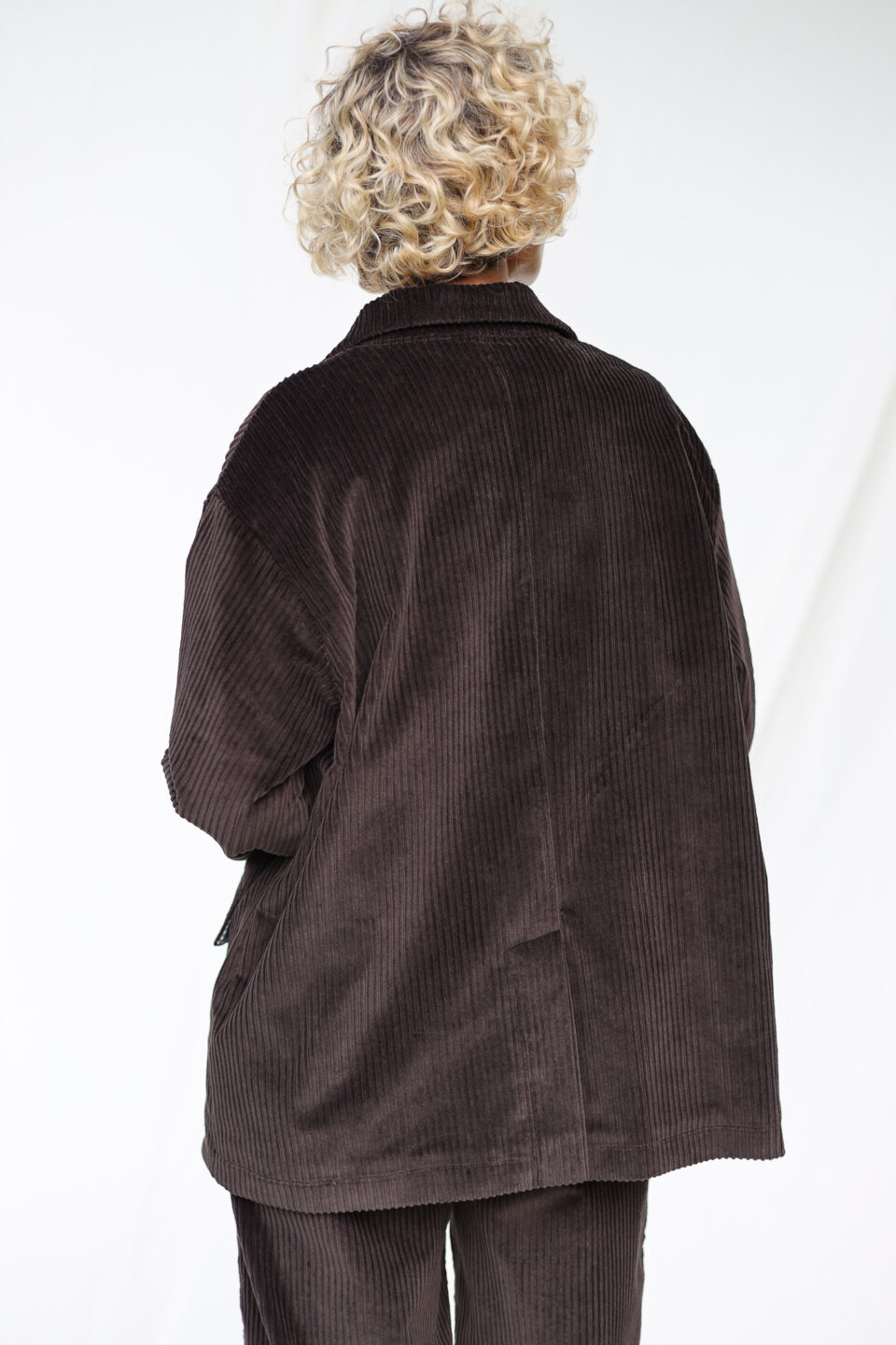 Oversized Dark Brown Cord Blazer - Image 4
