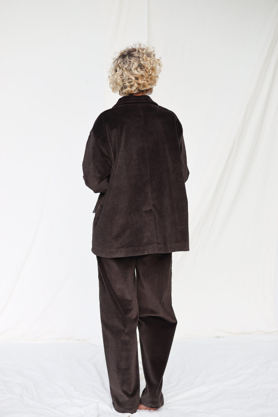 Oversized Dark Brown Cord Blazer - Image 5