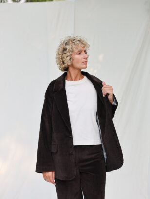 Oversized Dark Brown Cord Blazer | Jacket | Sustainable clothing | OffOn clothing