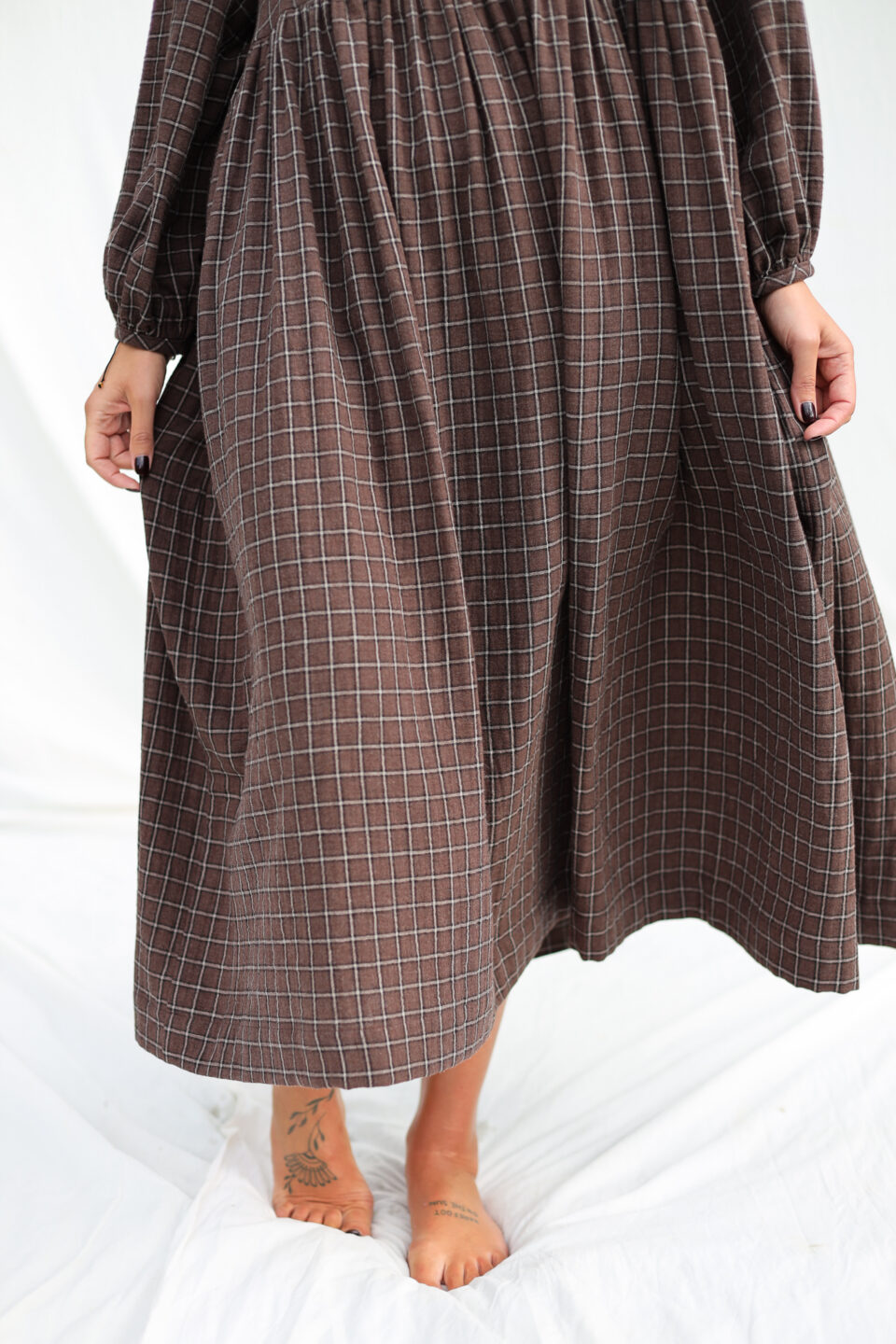 Double Gauze Puritan Collar Long Sleeves Dress - Image 2