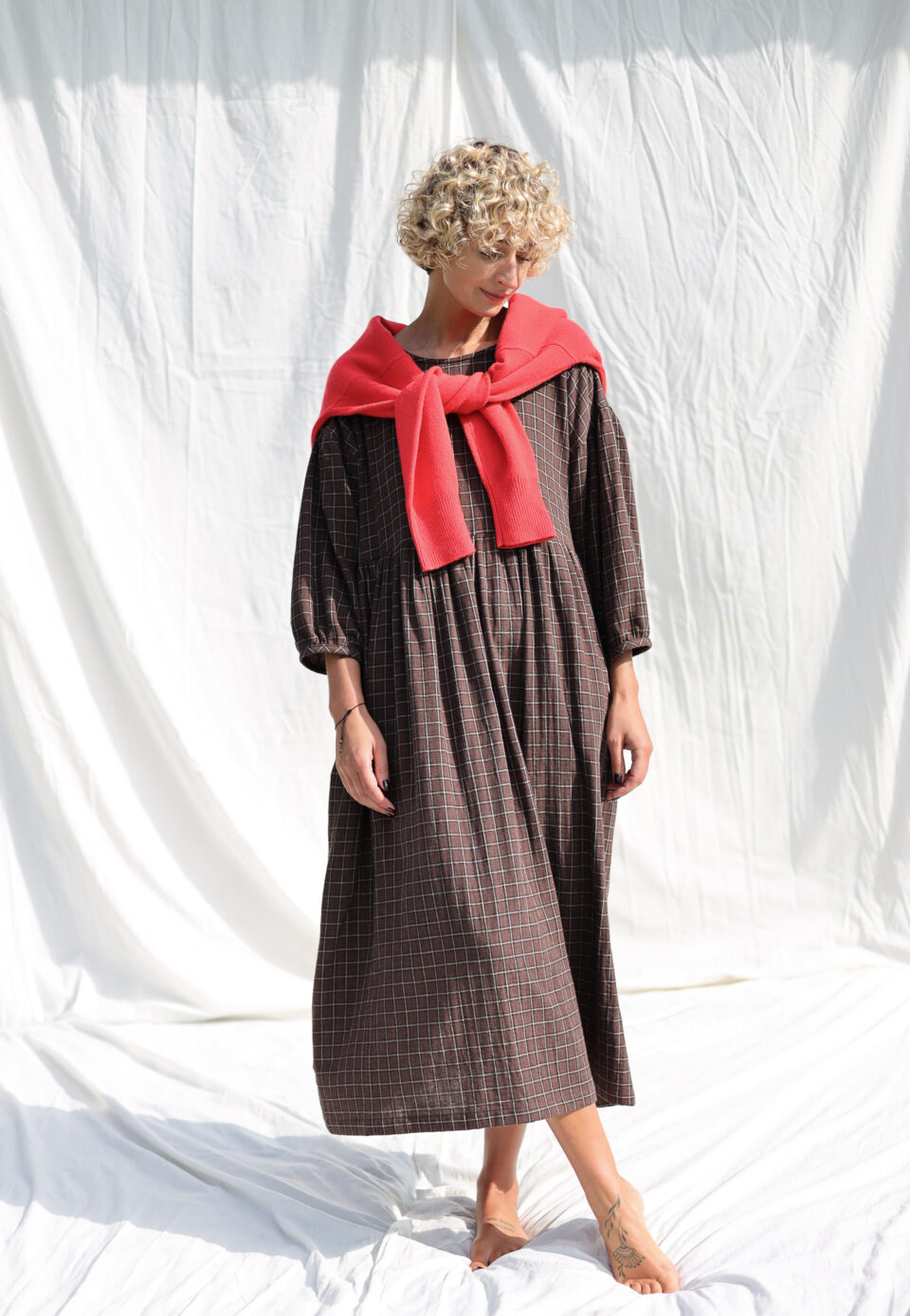 Double Gauze Dress With Dropped Shoulders PERLA - Image 1