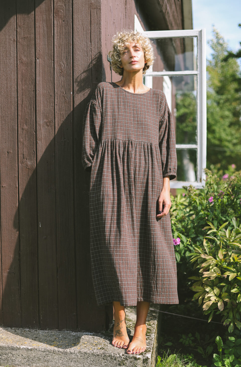 Double Gauze Dress With Dropped Shoulders PERLA