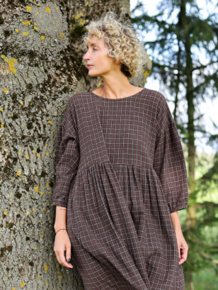 Double Gauze Dress With Dropped Shoulders PERLA | Dress | Sustainable clothing | OffOn clothing
