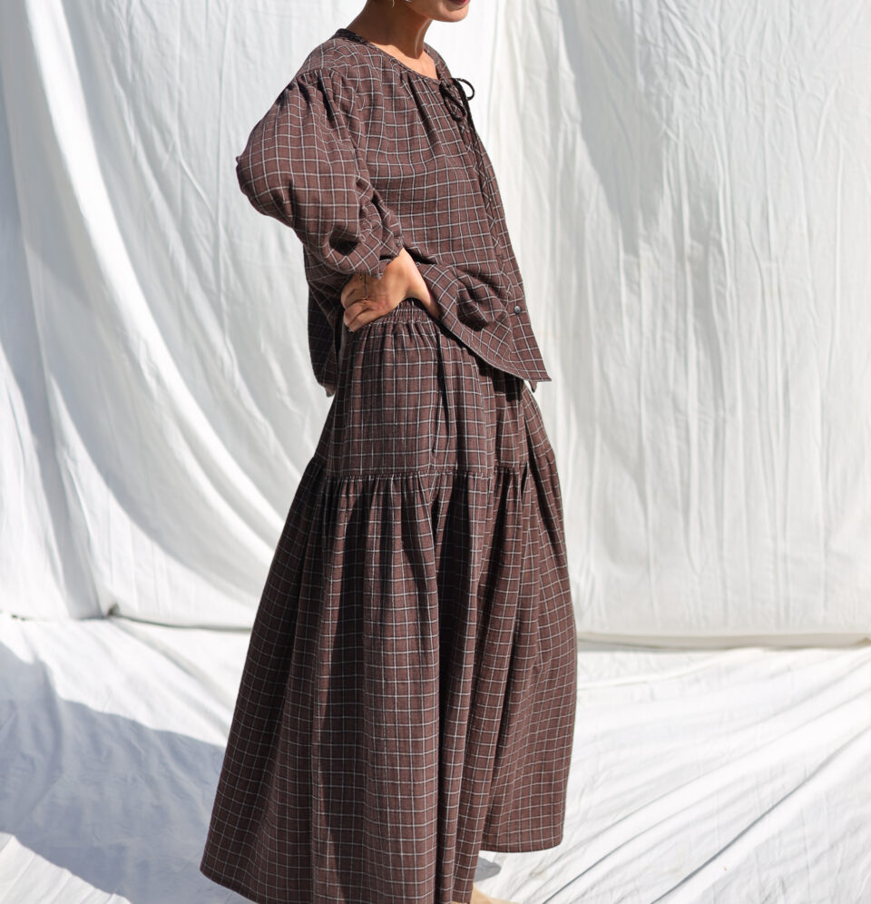 Double Gauze Elasticated Waist Long Ruffled Skirt - Image 1