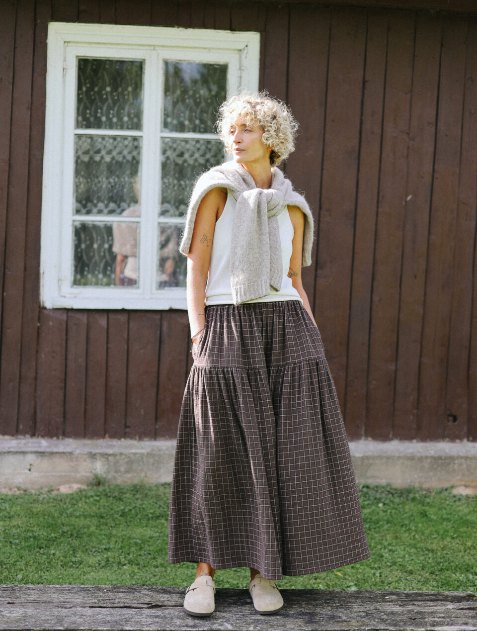 Double Gauze Elasticated Waist Long Ruffled Skirt - Image 4
