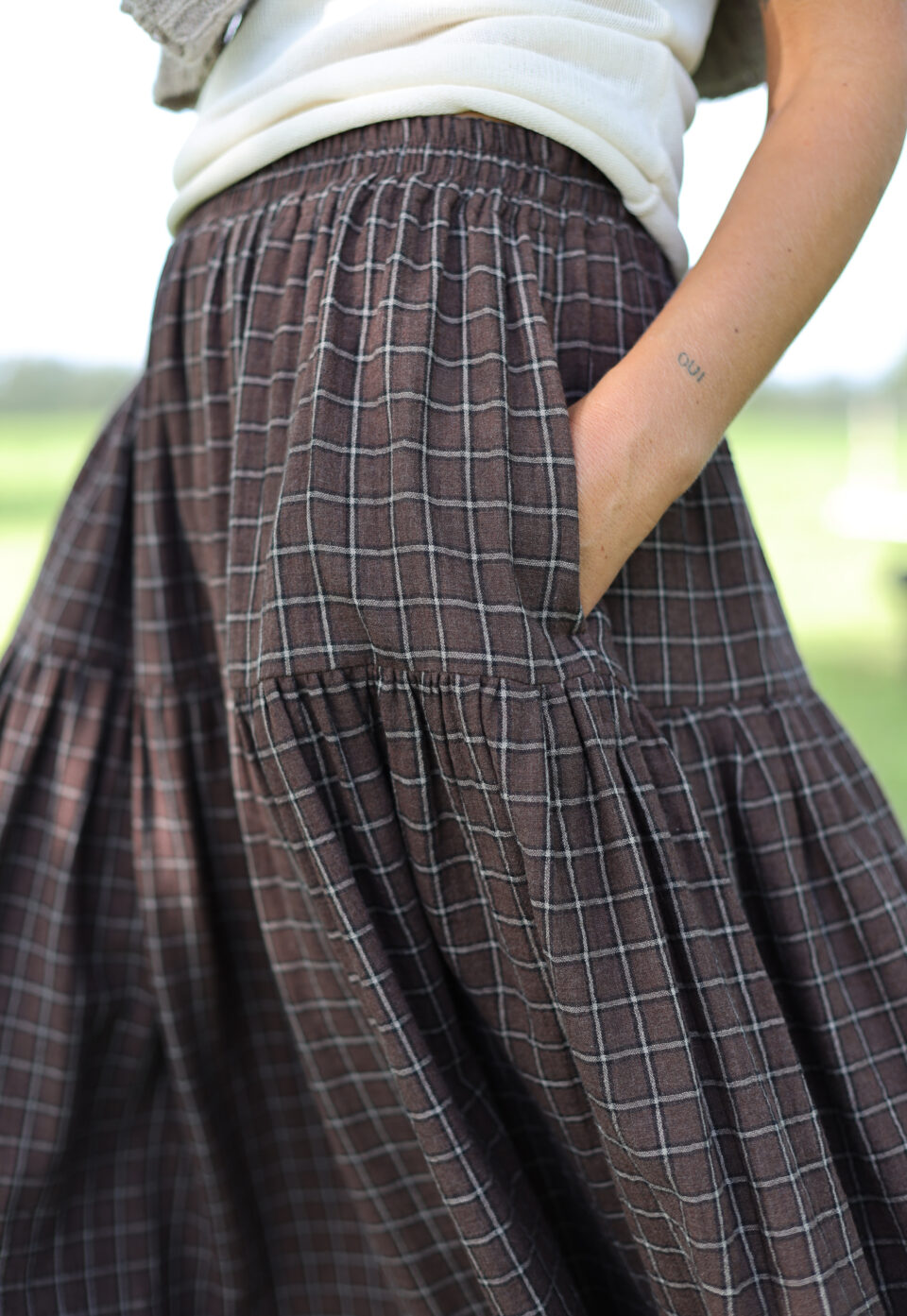 Double Gauze Elasticated Waist Long Ruffled Skirt - Image 5