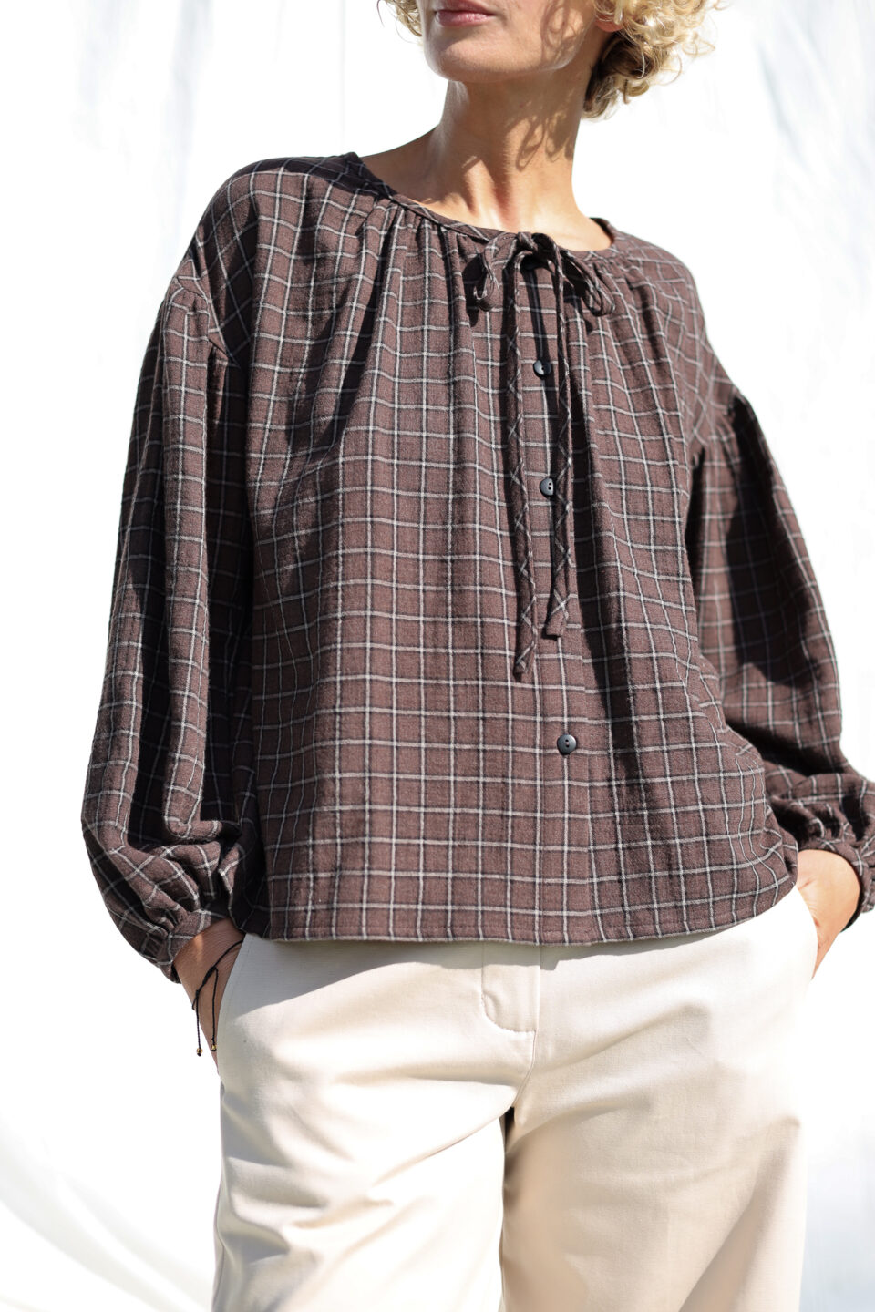 Loose Double Gauze Blouse STELLA With Ties - Image 1