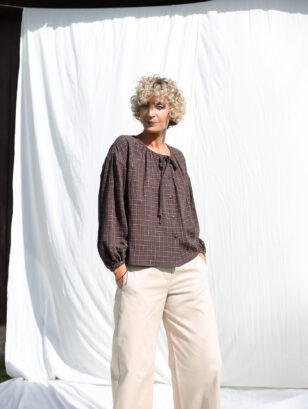 Loose Double Gauze Blouse STELLA With Ties | Blouse | Sustainable clothing | OffOn clothing