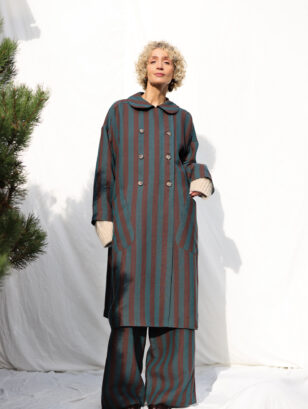 Oversized double breasted line coat | Coat | Sustainable clothing | OffOn clothing