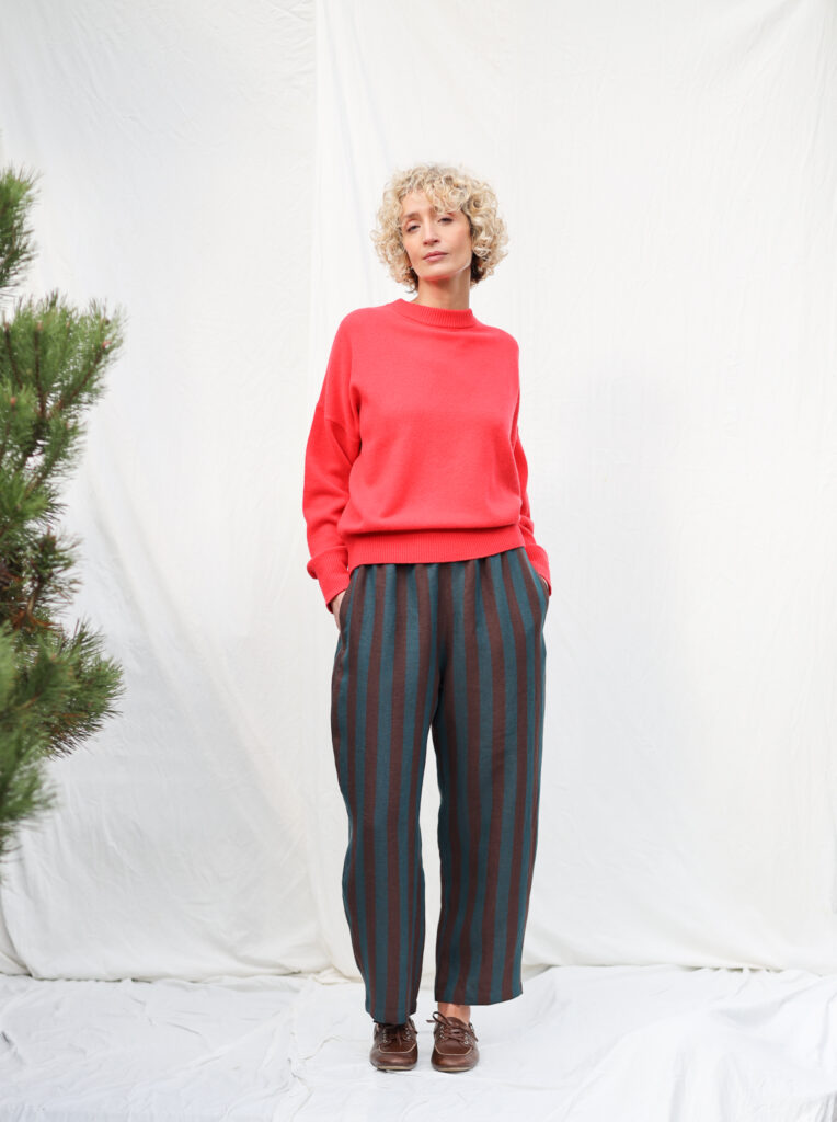 Exclusive Striped Linen Balloon Trousers VIVIAN