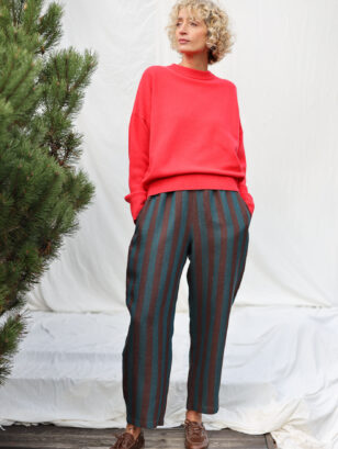 Exclusive Striped Linen Balloon Trousers VIVIAN | Trousers | Sustainable clothing | OffOn clothing