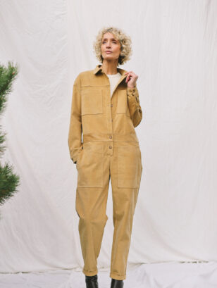 Needlecord utility jumpsuit with long sleeve AMBRE | Jumpsuit | Sustainable clothing | OffOn clothing