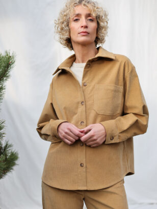Loose Fit Needlecord Shirt in Ochre color | Shirt | Sustainable clothing | OffOn clothing