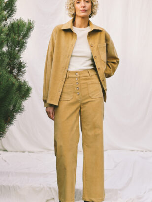 Cropped Needlecord Pants with Patch Pockets | Pants | Sustainable clothing | OffOn clothing