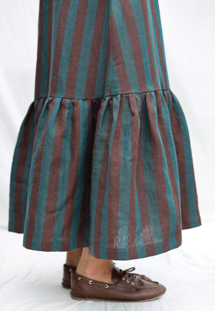 Linen Sleveless Adjustable Strap Dress With Ruffled Hem - Image 2