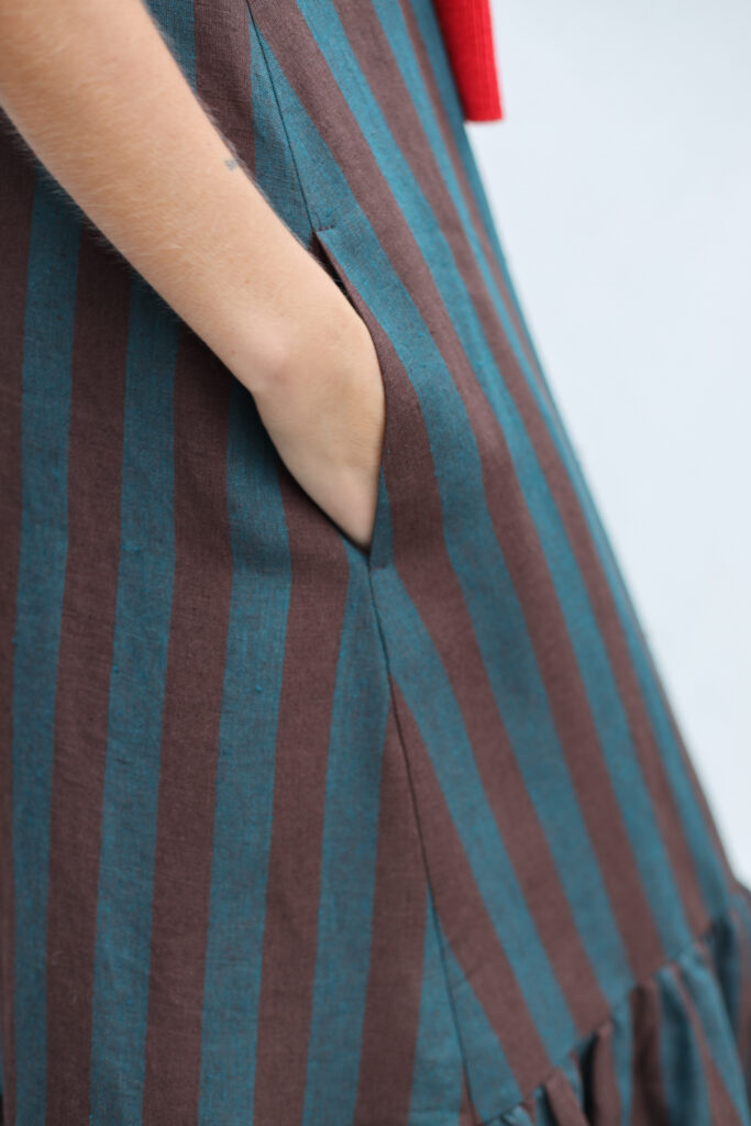 Linen Sleveless Adjustable Strap Dress With Ruffled Hem - Image 6