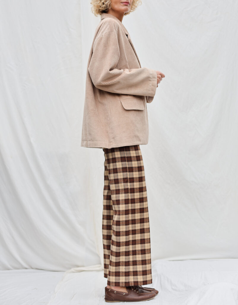 Wide cropped leg wool checkered pants - Image 1