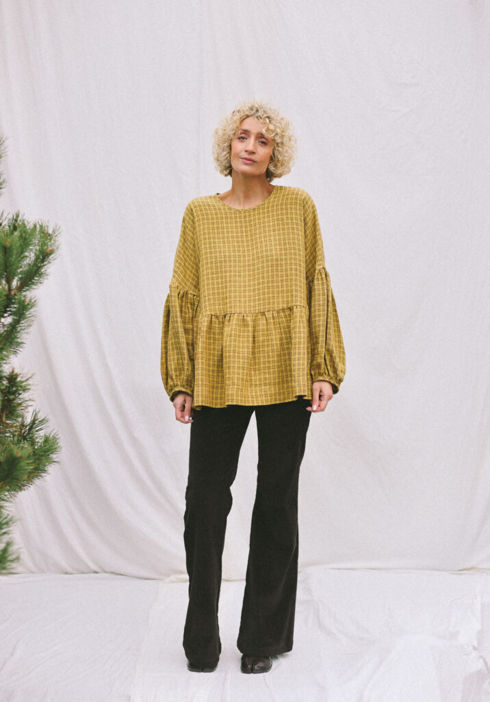 Linen Oversized Dropped Shoulders Peplum Blouse EVE - Image 1