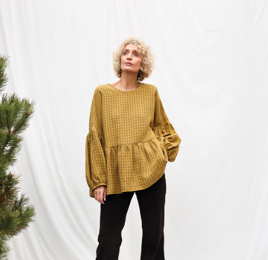 Linen Oversized Dropped Shoulders Peplum Blouse EVE | Blouse | Sustainable clothing | OffOn clothing